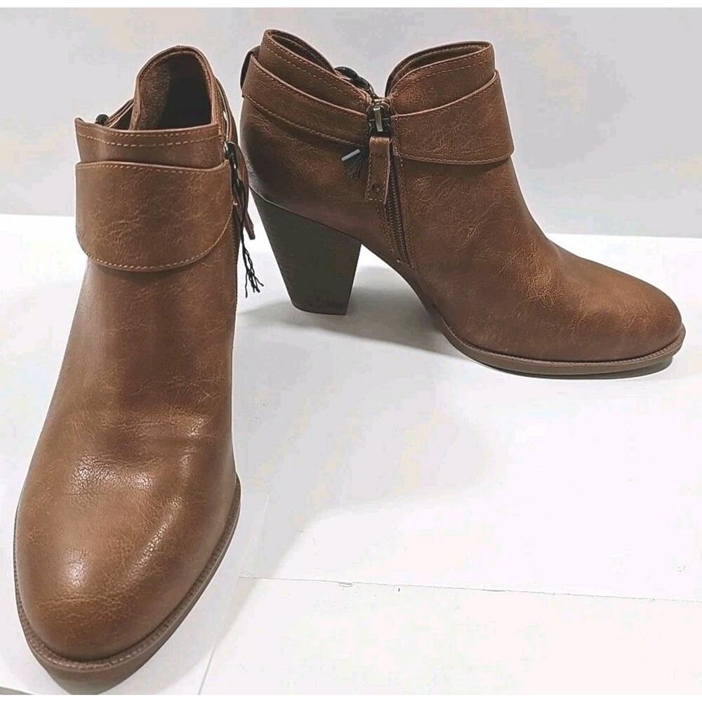 Dr. Scholl's~Woman Size 9.5M~Brown Faux Leather Kickstart Booties High Heel NWOB - Picture 5 of 12